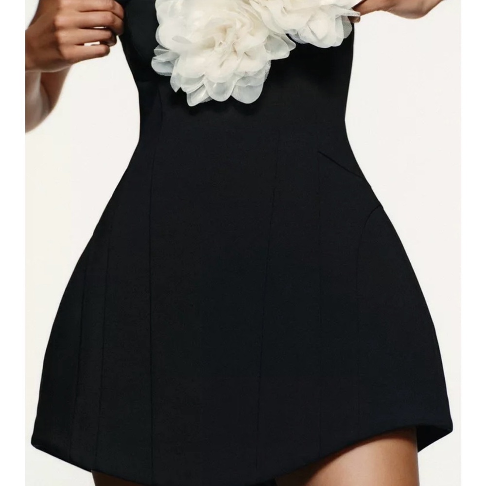 CONTRAST FLORAL STRAPLESS DRESS - Picture 4 of 8